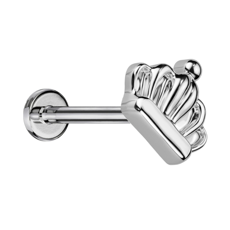 Micro Threadless Labret Silver Crown Silver