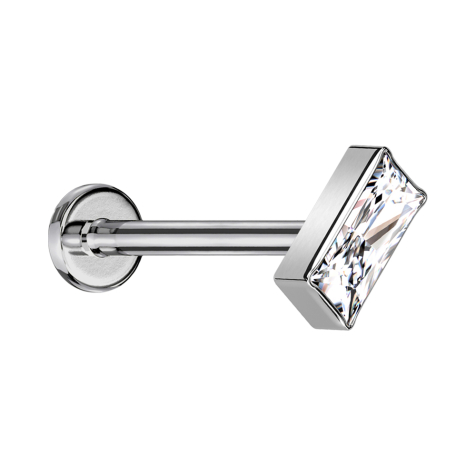 Micro Threadless Labret silver rectangle silver crystal silver