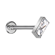 Micro Threadless Labret silver rectangle silver crystal...
