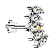 Micro Threadless Labret Blume silber Fächer silber...