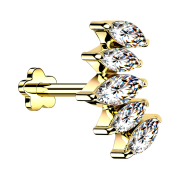 Micro labret sans filetage fleur plaqué or...