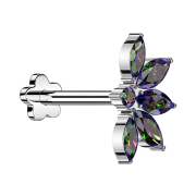 Micro labret sans filetage fleur argent demi-fleur de...