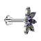 Micro labret sans filetage fleur argent demi-fleur de lotus argent cristaux multicolores foncés