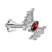 Micro labret sans filetage fleur argent papillon argent...