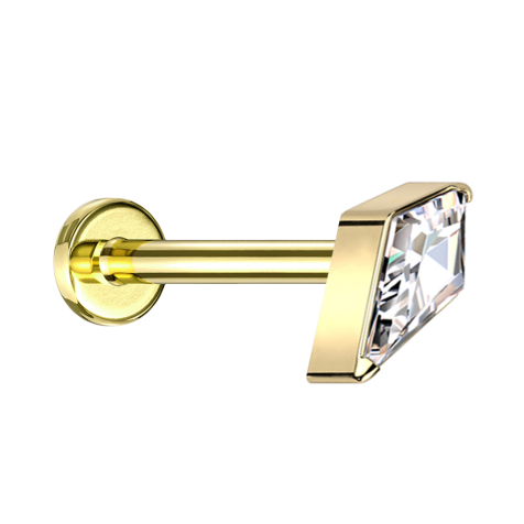 Micro Labret filetage intérieur plaqué or diamant plaqué or avec cristaux argent