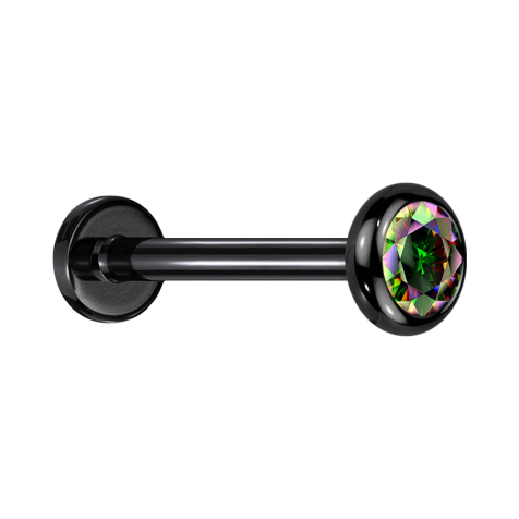 Micro Labret filetage intérieur noir disque arrondi noir cristal foncé multicolore