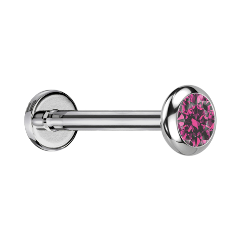 Micro Labret filetage intérieur argent disque arrondi argent cristal rose