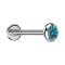 Micro Labret filetage intérieur argent disque arrondi argent cristal aqua