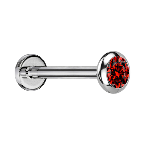 Micro Labret filetage intérieur argent disque arrondi argent cristal rouge