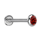 Micro Labret filetage intérieur argent disque arrondi argent cristal rouge