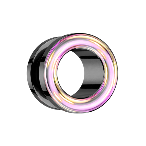 Flesh tunnel black iridescent rim