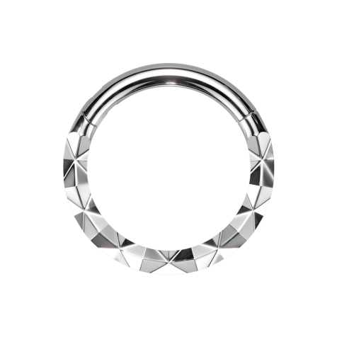 Micro anneau segment pliable argent front X facetté