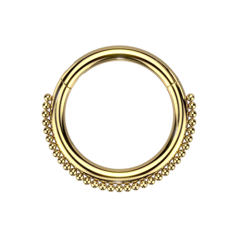 Anello a micro segmenti incernierato placcato oro con piccole sfere