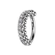 Micro segment ring hinged silver side crystals front balls