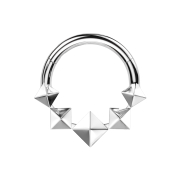 Foldable micro segment ring, silver, five 3D diamonds