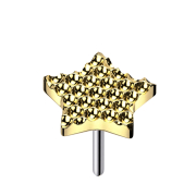 Threadless dotted diamond cut star, gold-plated