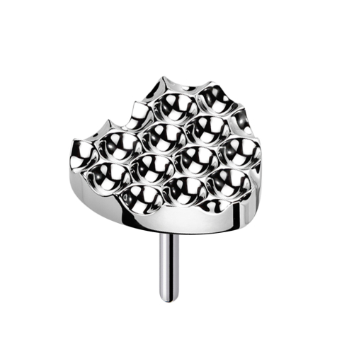 Cœur argenté sans filetage, taille diamant à pois