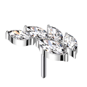 Threadless Blatt silber fünf Ovale Kristalle silber