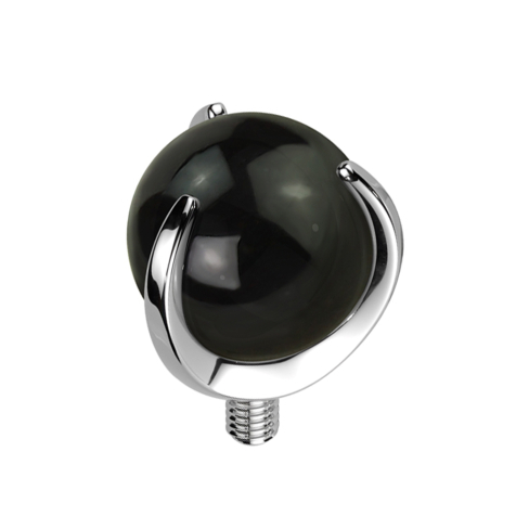 Dermal anchor silver ball set with onyx stone