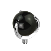 Dermal anchor silver ball set with onyx stone