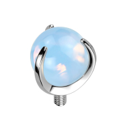 Dermal anchor silver ball opalite stone set