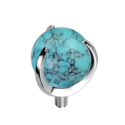 Dermal anchor silver ball turquoise stone set