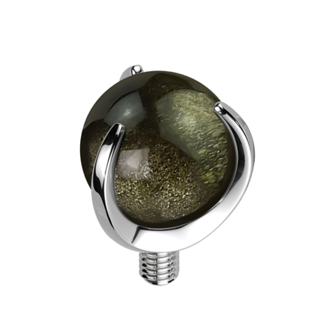 Ancoraggio dermico argento con pietra Obisian incastonata