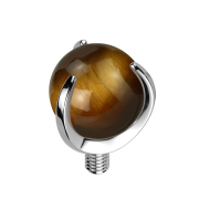 Ancoraggio dermico argento con pietra occhio di tigre...