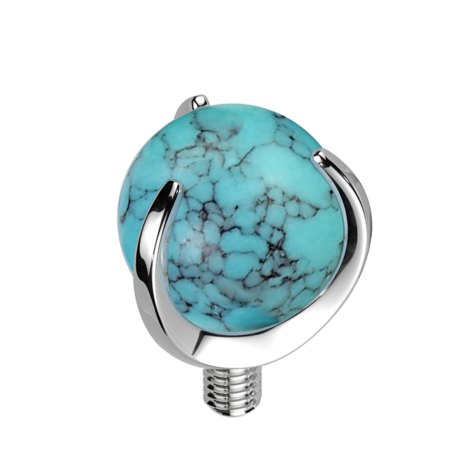 Dermal anchor silver ball turquoise stone set