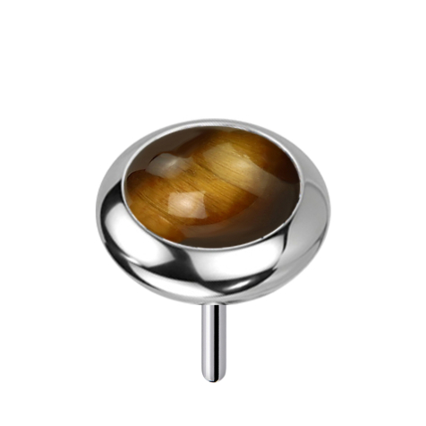 Threadless silber Scheibe abgerundet Tigerauge Stein