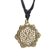 Collier noir pendentif doré fleur avec étoile