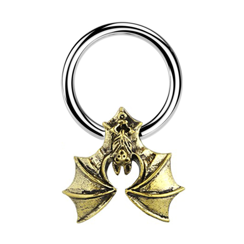 Closure ring silver bat gold-plated