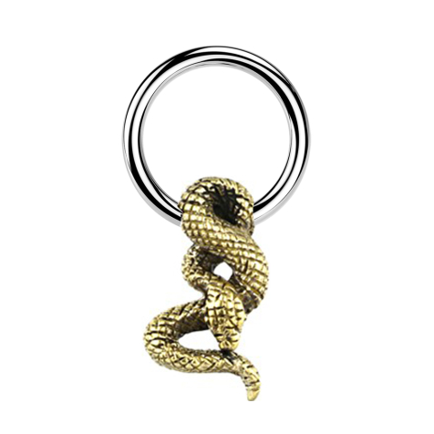 Micro Closure Ring silver snake gold-plated