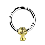 Micro Closure Ring silver mushroom gold-plated