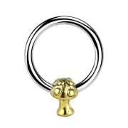 Closure ring silver mushroom gold-plated