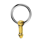 Closure anneau argent pénis doré