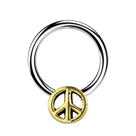 Micro Closure Ring silber Peace vergoldet