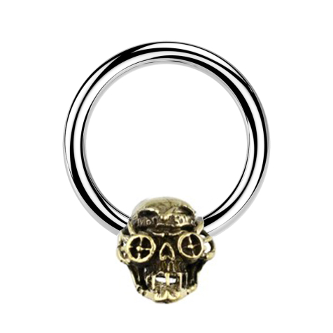 Closure ring silver skull steampunk gold-plated