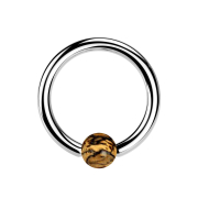 Anello di chiusura a sfera in argento con sfera in legno...