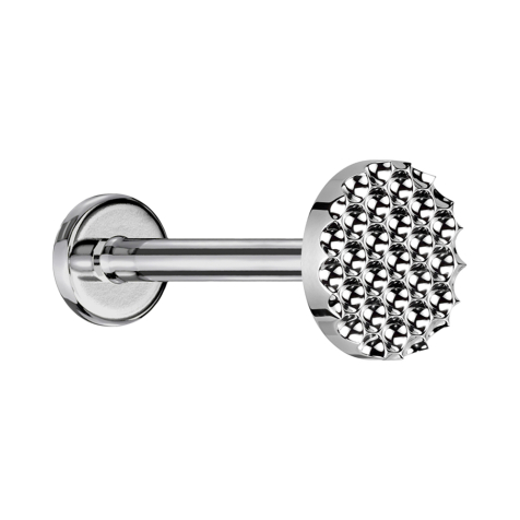 Micro labret filetage intérieur argenté disque argenté avec diamants taillés en pois