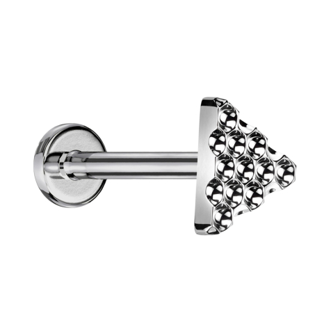 Micro Labret filettatura interna argento diamante punteggiato taglio triangolare argento
