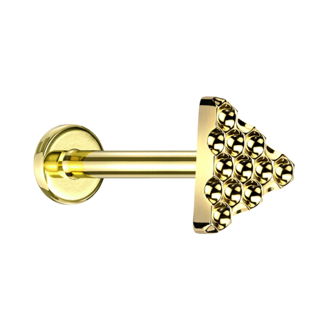 Micro labret filetage intérieur plaqué or taille diamant pointillée triangle plaqué or