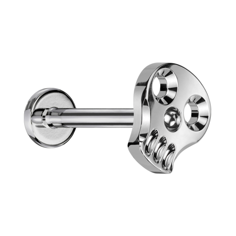 Micro Labret filetage intérieur argenté tête de mort creuse argentée