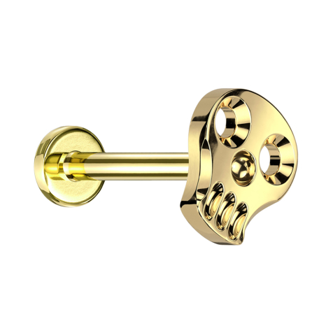 Micro Labret Innengewinde vergoldet hohler Totenkopf vergoldet