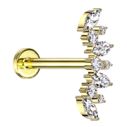 Micro Labret filettatura interna placcato oro ventaglio...