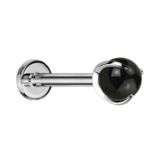 Micro Labret Internal Thread Silver Ball Onyx Stone Set...