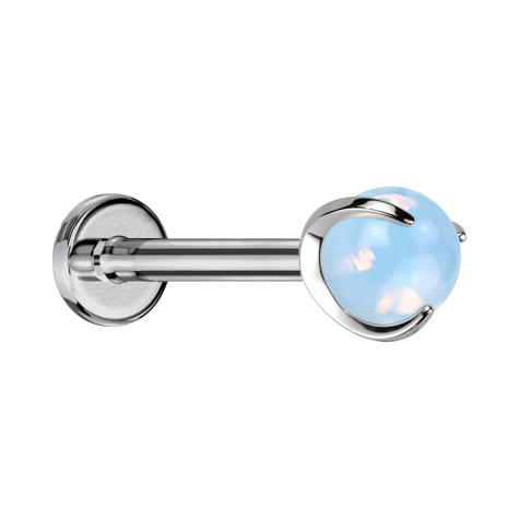 Micro Labret filettatura interna argento con sfera in pietra opalite incastonata