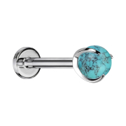 Micro Labret Internal Thread Silver Ball Turquoise Stone Set