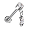 Micro labret filetage intérieur argent cylindre argent cristal argent pendentif cristal ovale argent