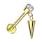 Micro labret filetage intérieur plaqué or cylindre plaqué or cristaux argent pendentif cône